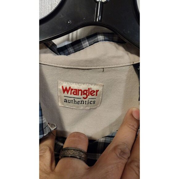 Wrangler Authentics Blue and Black Plaid short sleeve button down - Picture 6 of 6